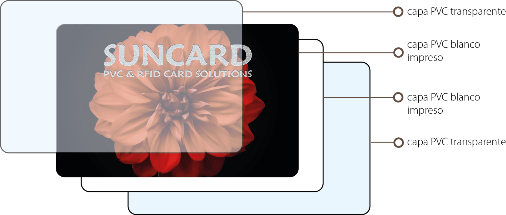tarjetas PVC laminado suncard