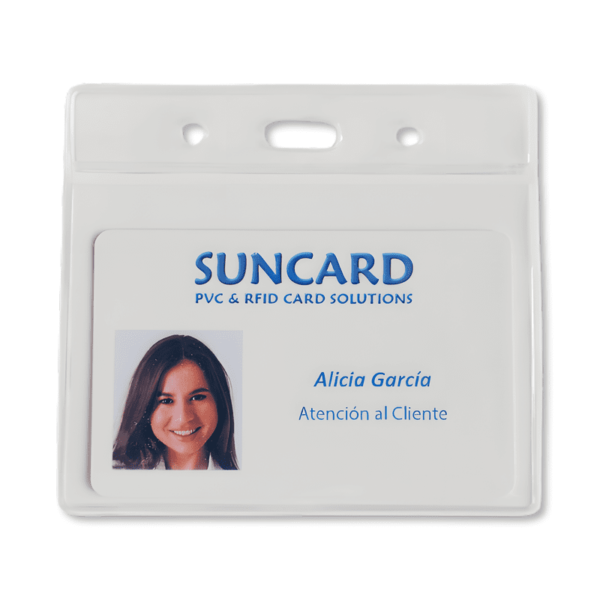 porta tarjetas horizontal transparente para tarjetas de identificación acreditaciones, Suncard