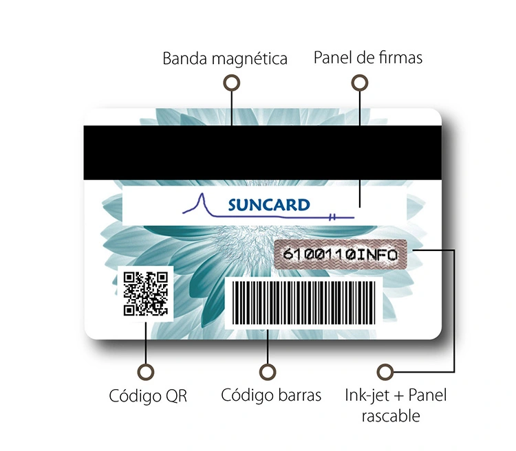 tarjetas plasticas suncard elementos reverso